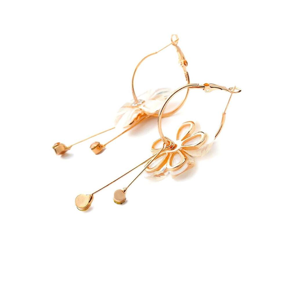 Chimes Earrings for Women and Girls Fashion Multicolor Stone Studded Hoops  Gold Plated Earring