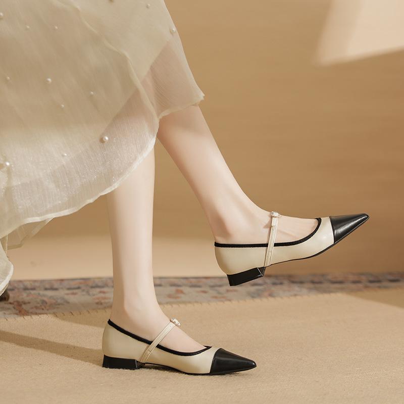 29806 [sheepskin] Flat Shoes Women's Thick Heel Autumn 2025 New Pointed Small Fragrant Mary Jane Single Shoes