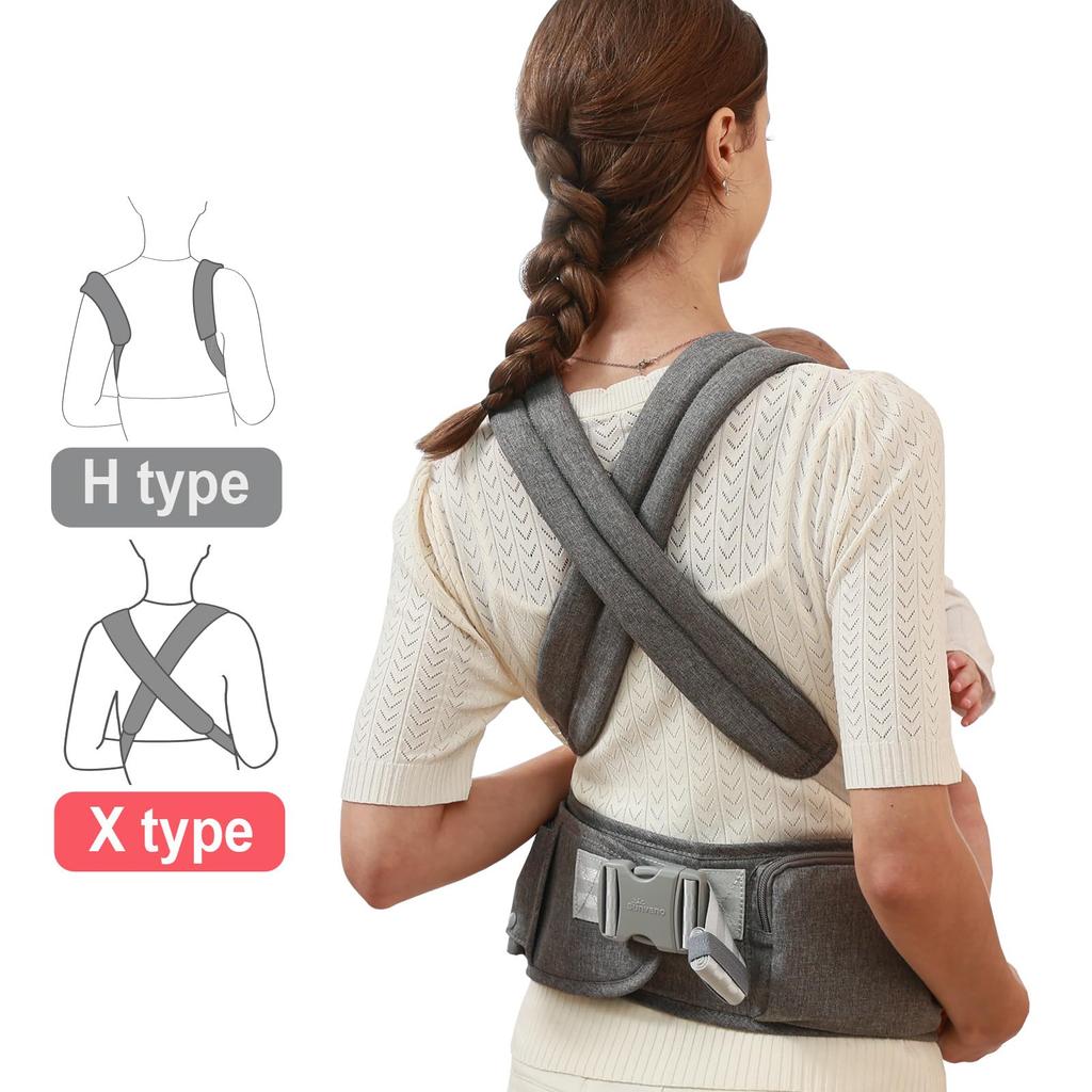 Sunveno Baby Hip Baby Back Easy to Wear Carrier, Seat, Carrier, Carrier, Face-to-Face Carry, Washable, (Gray)