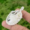Oval Zebra Jasper Stone New Wire Wrapping Ethnic Pendant Jewelry Sterling Silver