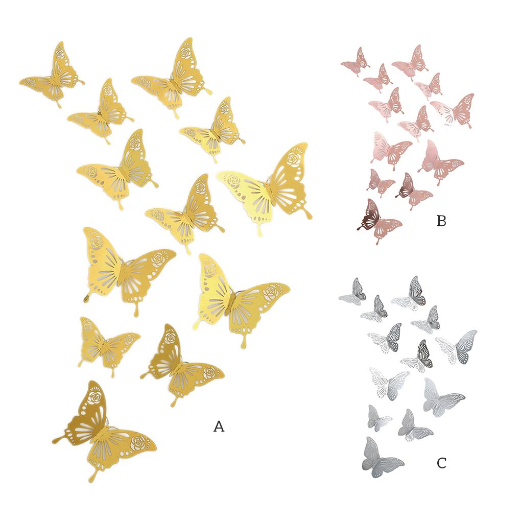 Pack of 12 3D Hollow Paper Wall Sticker Household Living Room Art Craft Decoration Decals Holiday Party Decor Gifts