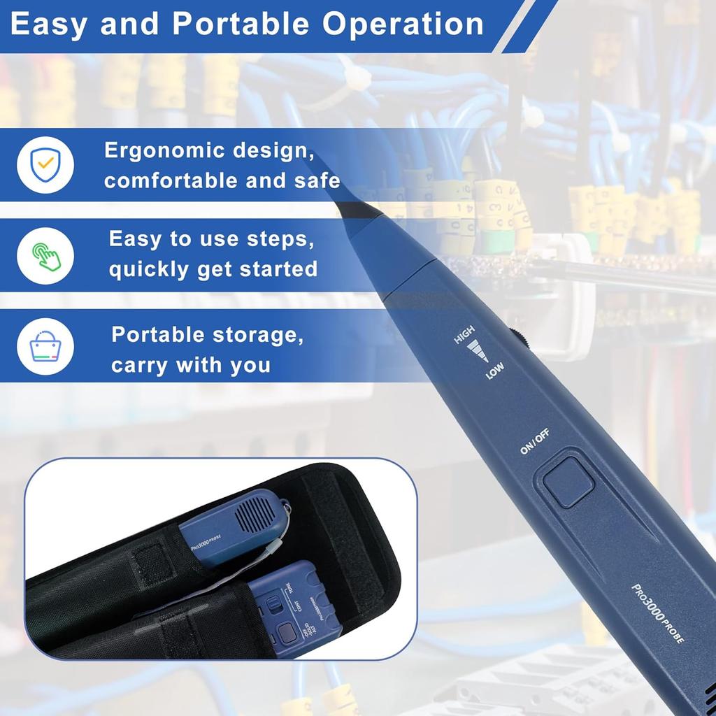 Pro3000 Tone Generator and Probe Kit, Toner Electrical Tool, Wire Toner and Probe Kit, Handheld Telephone Line Finder with SmartTone Technology