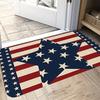 Red and White Striped and Blue Background Five-pointed Star Pattern Floor Mat Suitable for Family Living Room Kitchen Bedroom