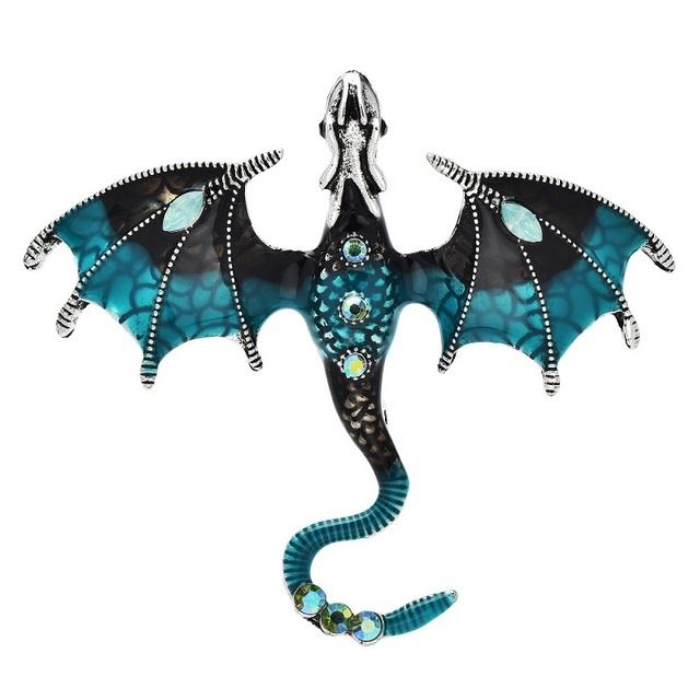 Enamel Dragon Brooches For Women Men 6 -Color Rhinestone Flying Legand Animal Party Office Brooch Pins Gifts