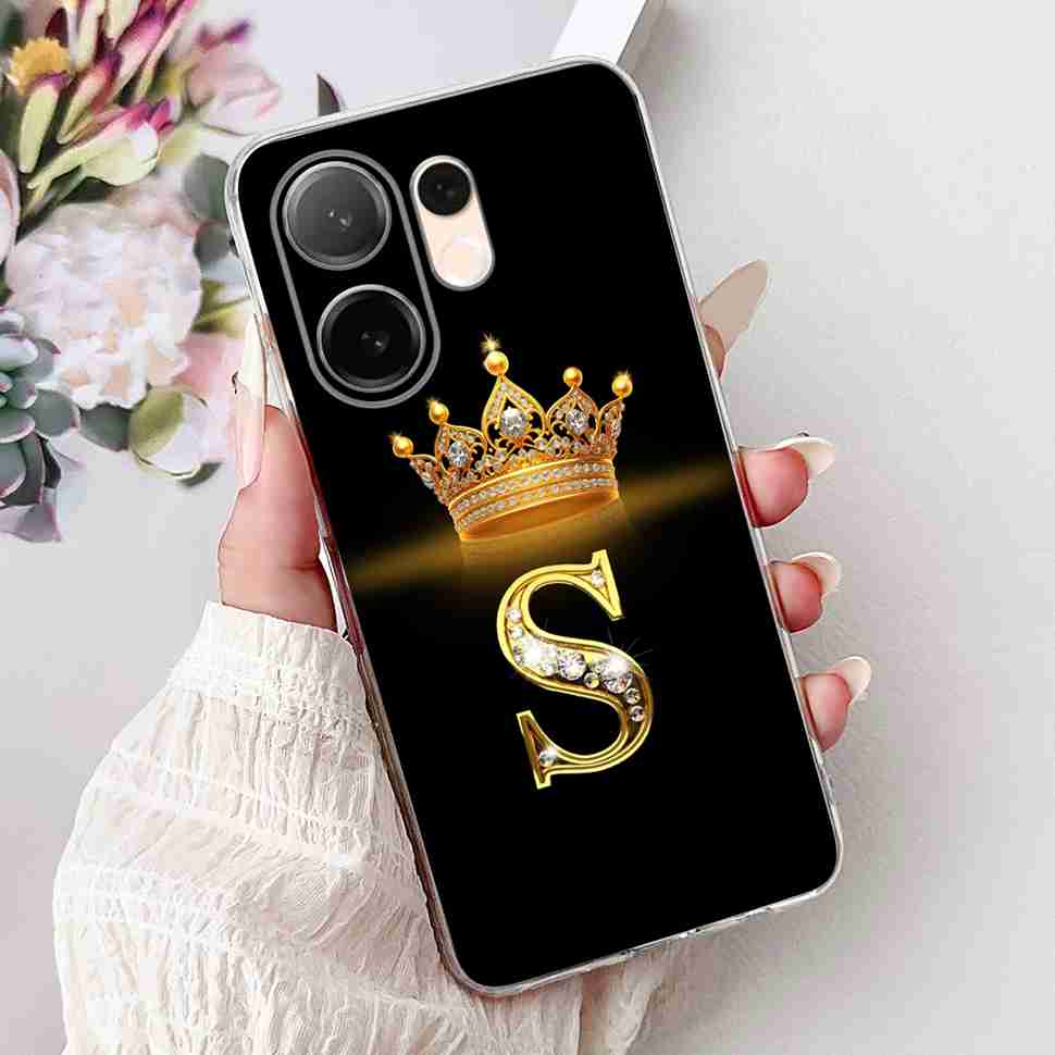 For vivo V60 5G 6.67" Case Popular Letters A-Z Crown Soft Silicone TPU Cover For Vivo v60 5G VIVO V2511 Bumper Phone Shell Coque