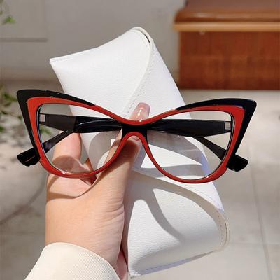 Oversized Cat Eye Glasses Women's New Fashion Vintage Patchwork Trends Frames Trendy Chic Blue Light Blocking Eyewear