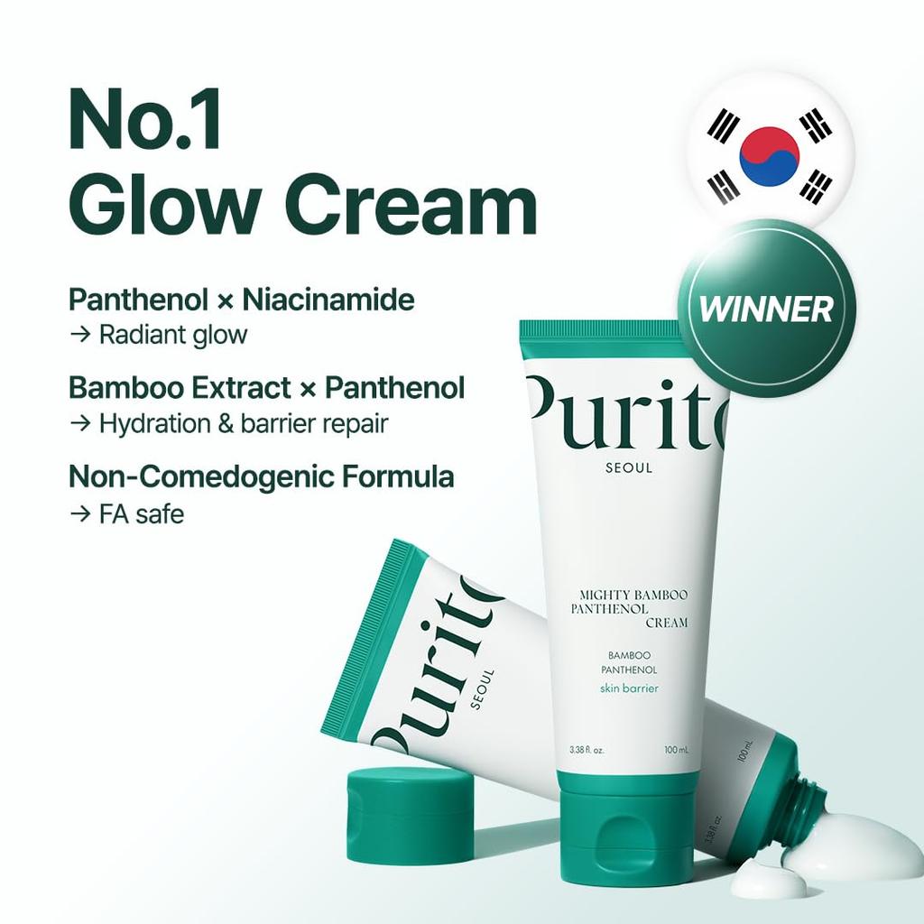 PURITO Mighty Bamboo Panthenol Cream 100ml Moisture Moisturizing All Skin Types Daily Face Moisturizer Vegan Korean Skincare Purito Seoul Official
