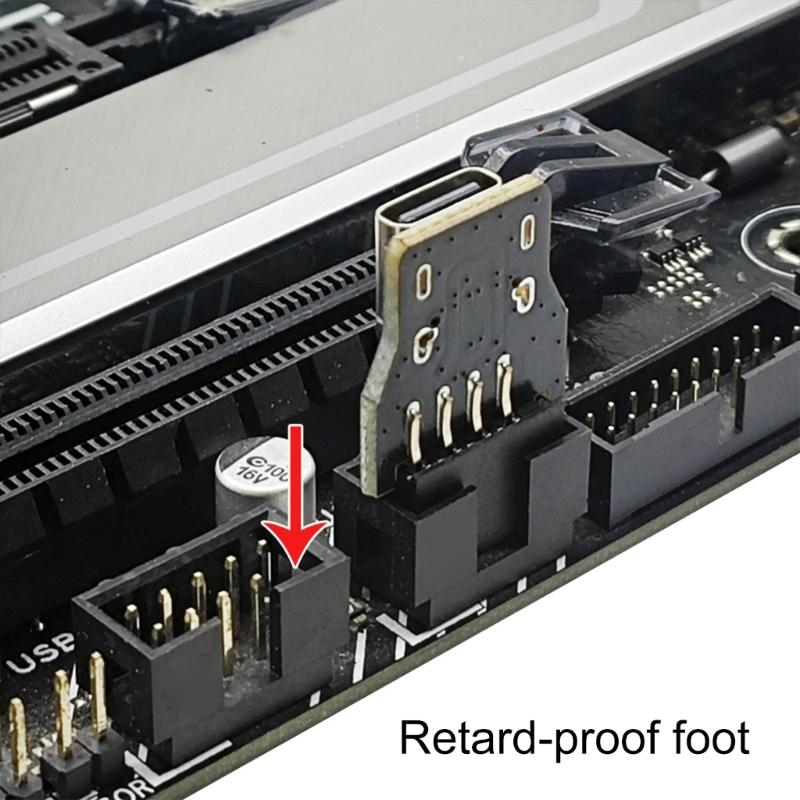 Fast Speed USB 2.0 to Type C/TypeE Internal Motherboard Adapter, 9pin Front Panel Header Fast Data Transfer
