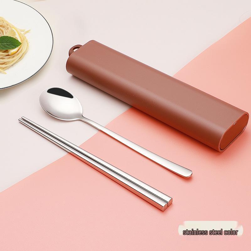 

304 Stainless Steel Portable Cutlery Set: Spoon, Fork, and Chopsticks for Students and Outdoor Camping