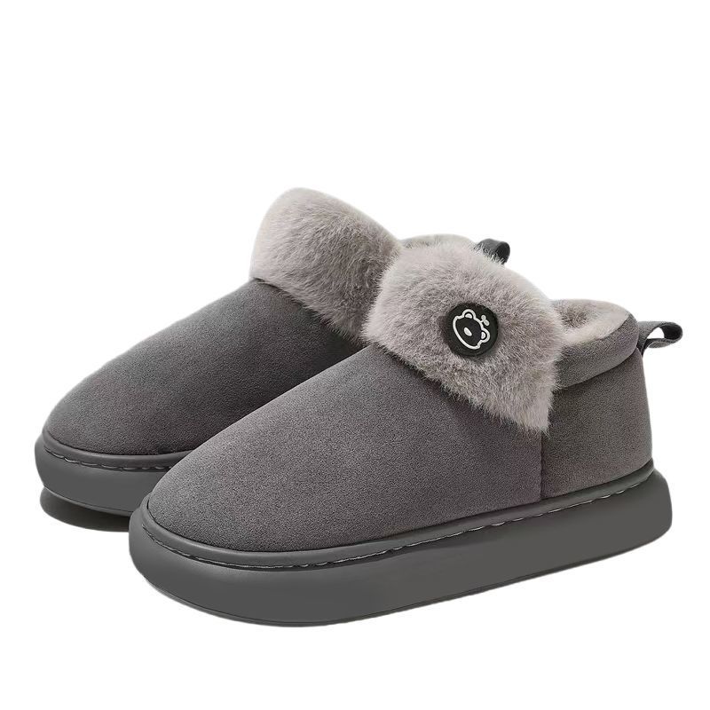 Winter 2025 new high-top cotton slippers bag heel indoor home fluffy plush thick-soled warm cotton shoes