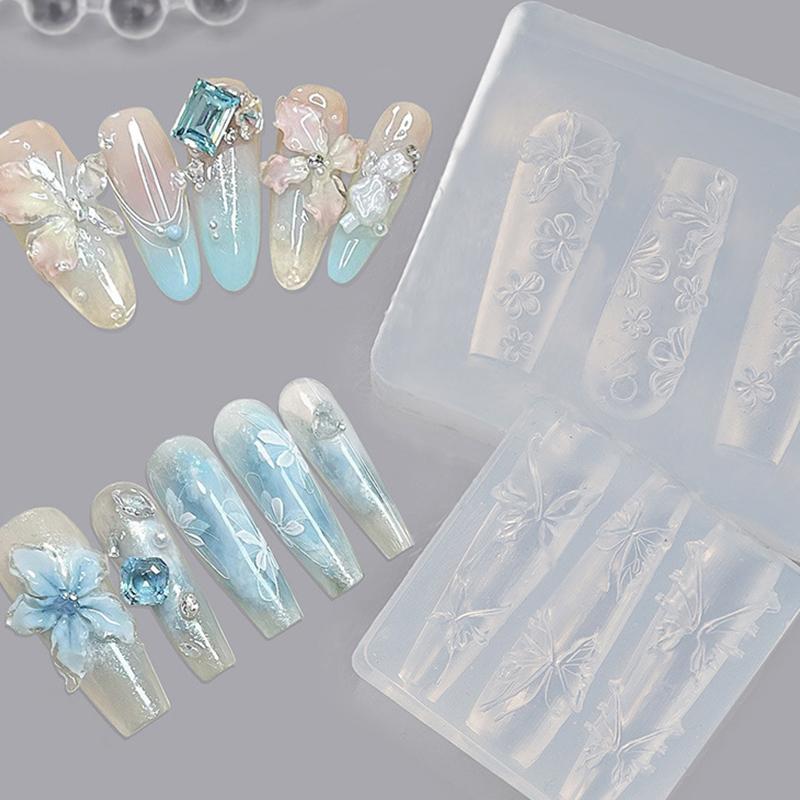 3D Silicone Relief Mold Butterfly Flower Design Nails Diy Design Nail Art Decorations Silicone Nail Mold Nail Accessories