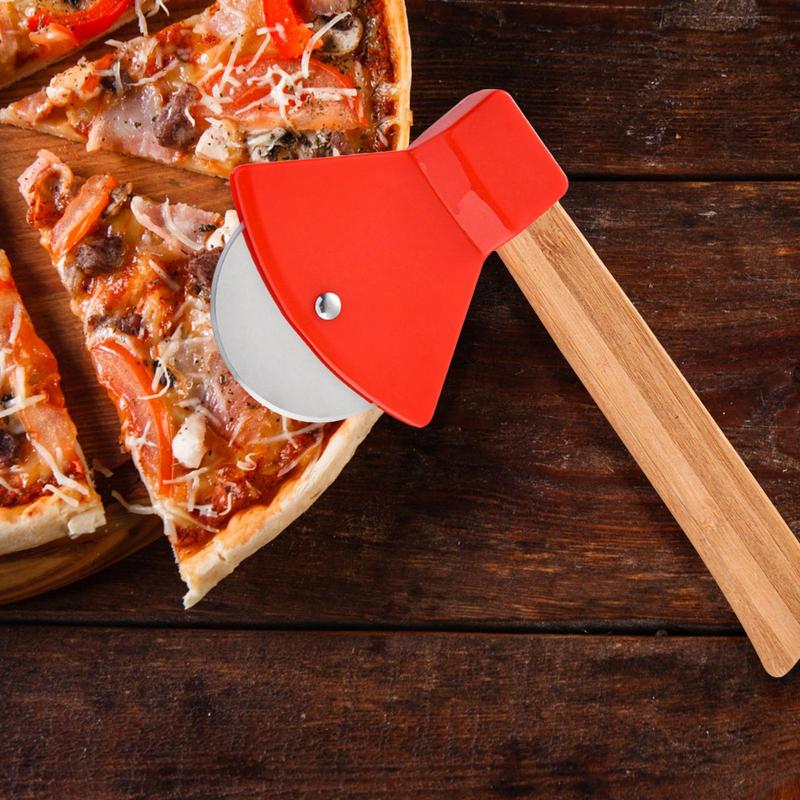 Holzgriff Pizza Schneider Edelstahl Axt Rotierende Klinge Heimküche Einzelrad Schneidwerkzeug Waffeln Kekse Kuchen Schneiden