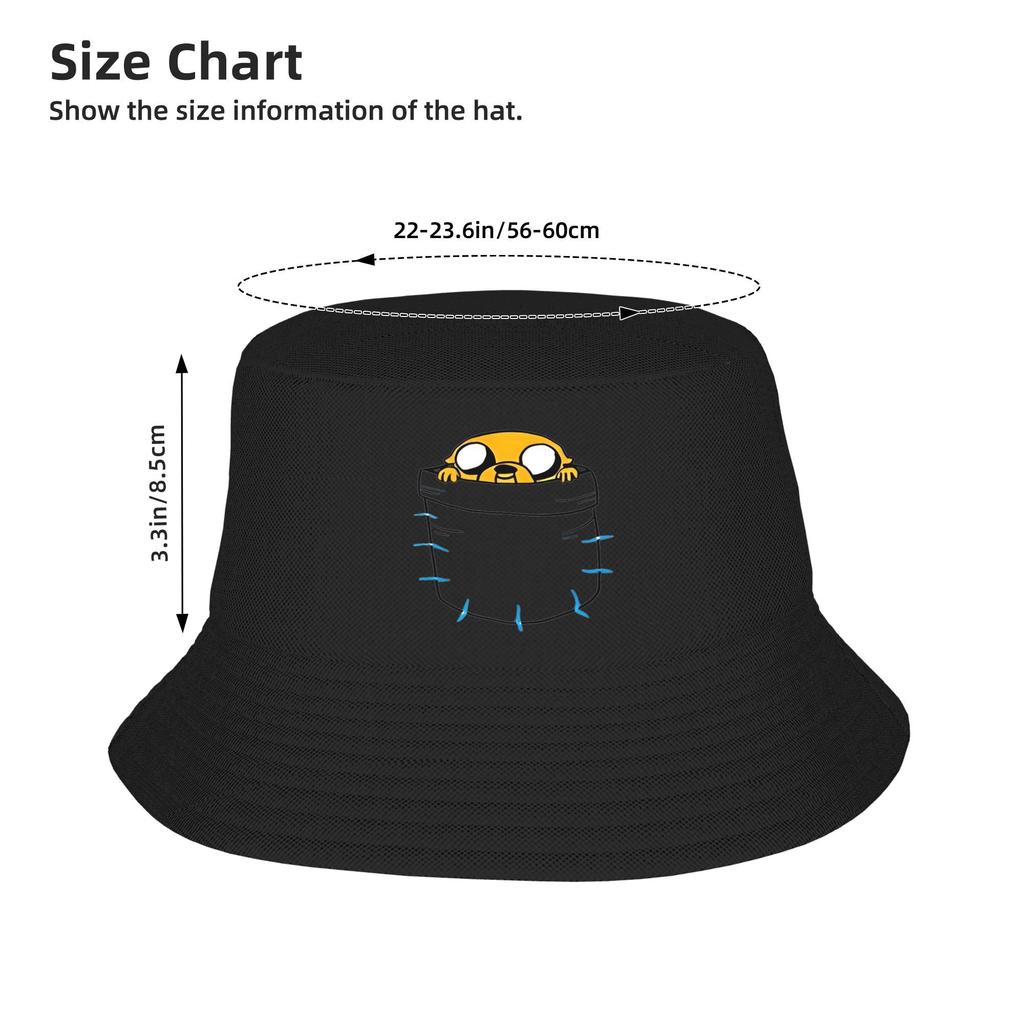 Adventures Time Jake in Pocket Bucket Hats Getaway Headwear Stuff Cartoon Anime Fishing Caps for Girl Session Hats Foldable