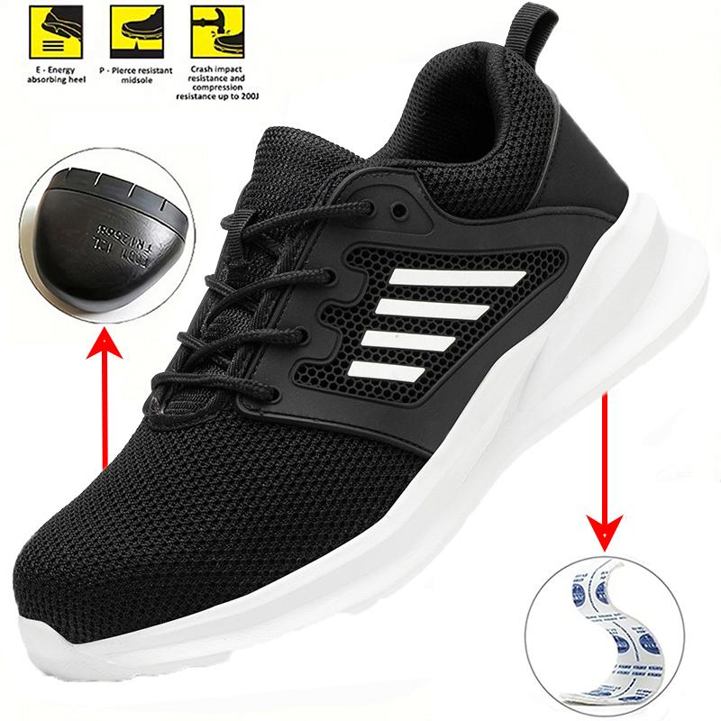 Breathable Safety Shoes Steel Toe Boots For Men Low Top Anti-Drop Anti-Puncture Work Sneakers Adjustable Cushioned Work Sneakers