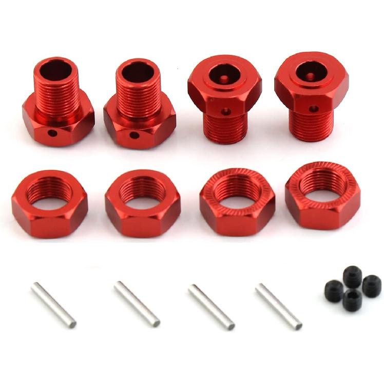 17mm Wheel Hex 5mm Extended and 17mm Wheel Nut Aluminum Alloy for ARRMA Kraton 6S Outcast 6S Notorious 6S Talion 6S Upgrades Parts (Red)