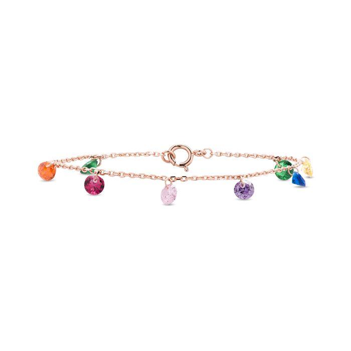 Bracelet - LUXENTER - Rolcon - Argent 925 - Zircon Multicolore - Or Rose 18K