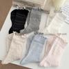 Ballet-Style Lace Mid-Calf Cotton Socks for Women - Trendy Korean/Japanese Design, Hollow Breathable, Perfect for Spring and Autumn