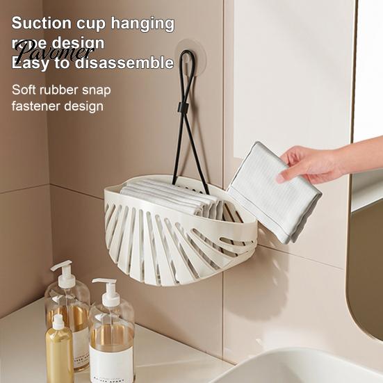 Drainage Basket for Kitchen Sink Drain Basket, Shell Shaped Hollow Hanging Sponge Countertop Space Saver Holder, Large Capacity Brushes And