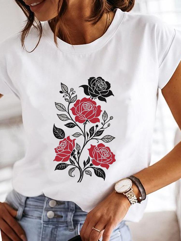 (Asian Size)  Clothing T Shirt sweet plant cute Fashion Tee Print Lady Women Casual Top Short Sleeve Female Graphic T-shirts
