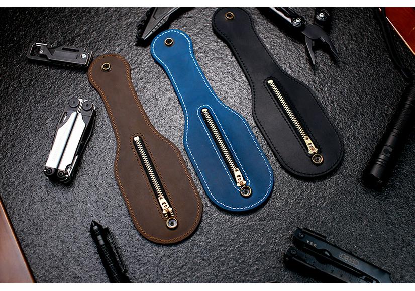 Boston Leather Racket Coin Purse - Portable Crazy Horse Leather EDC Tactical Case