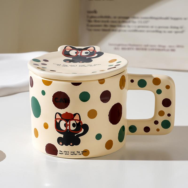 Wind Ceramic Cup With High Value, Creative And Cute Household Couple Water Cup Gift Box, Accompanying Gift