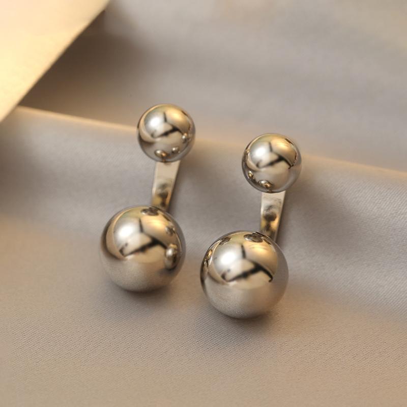 Metal Ball Drop Earrings for Womans New Two Wear Way Round Fashion Korean Fashion Jewelry Gothic Girlsimple Earrings