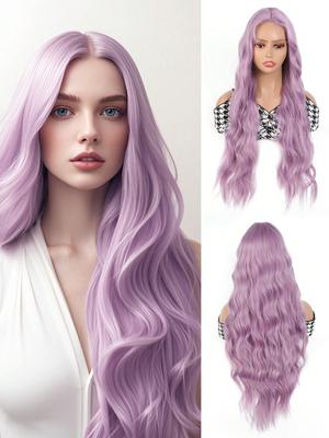 Peruki Extra Long Highlight Big Wave Peruki z koronką z przodu dla kobiet Peruki z włókna odpornego na ciepło Peruki przyjazne dla początkujących na Boże Narodzenie i do codziennego użytku