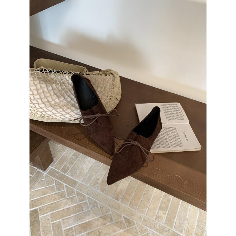 2025 Autumn Models Pointed Head Shallow Mouth Lace-up Roman Style Low Heel Soft Casual Fashion Women's Shoes