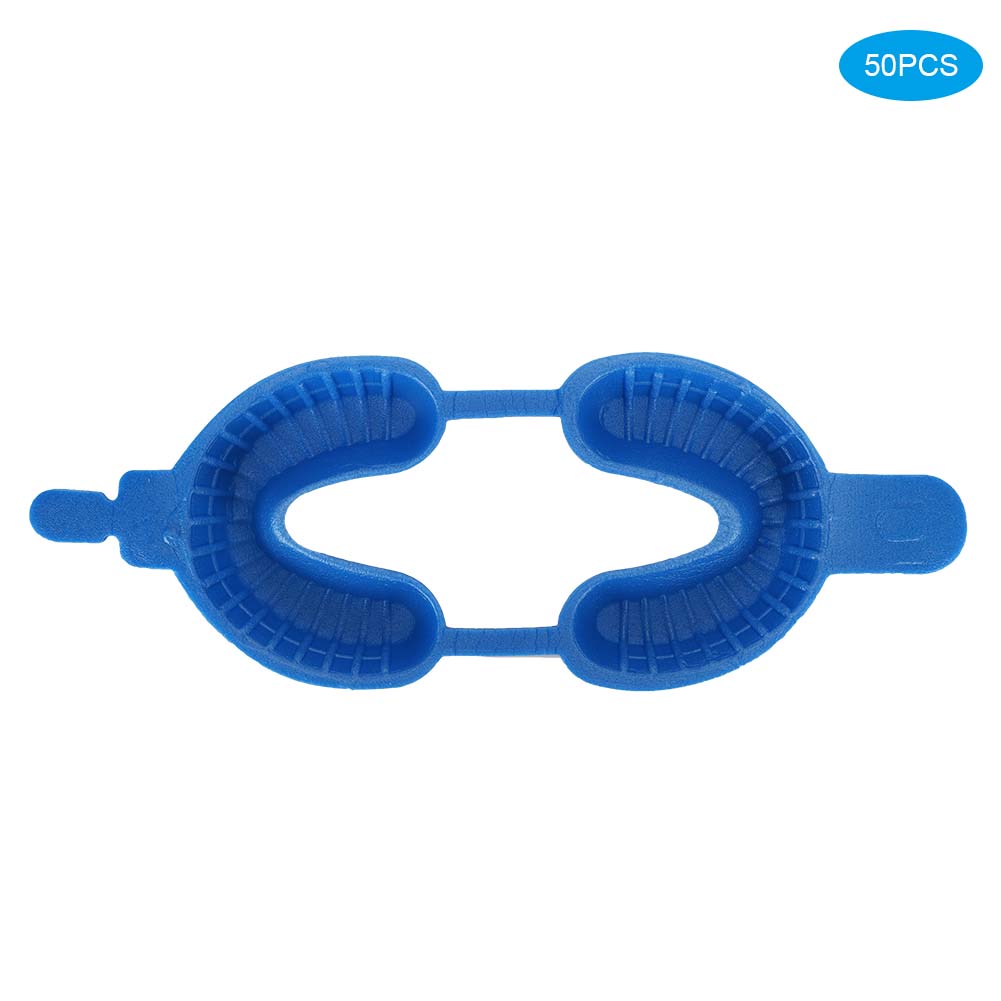 50 stuks Celsius Set Wegwerp Fluoride Tray Dubbele Boog Trays Tandheelkundige Accessoire Gereedschappen blue