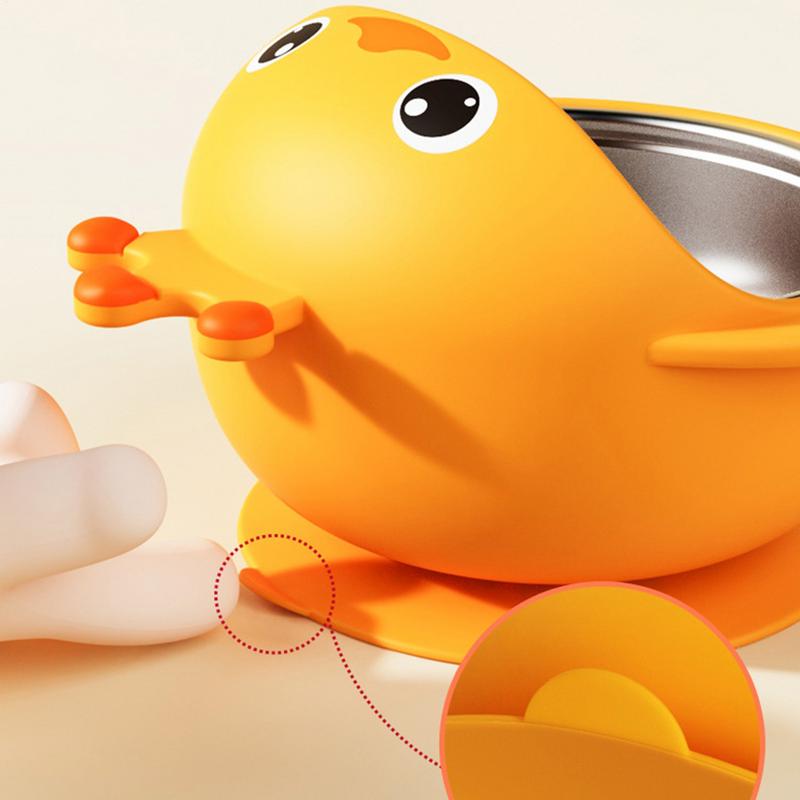 Baby Suction Bowls Cartoon Noodle Containers Stainless Steel Removable Silicone Toddler Food Feeding Bowl For Kids Aged Over 6