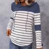2024 Autumn and Winter New Lazy Striped Hooded Knitted Sweater Casual Style Sweater Women's Spring and Autumn Amazon
