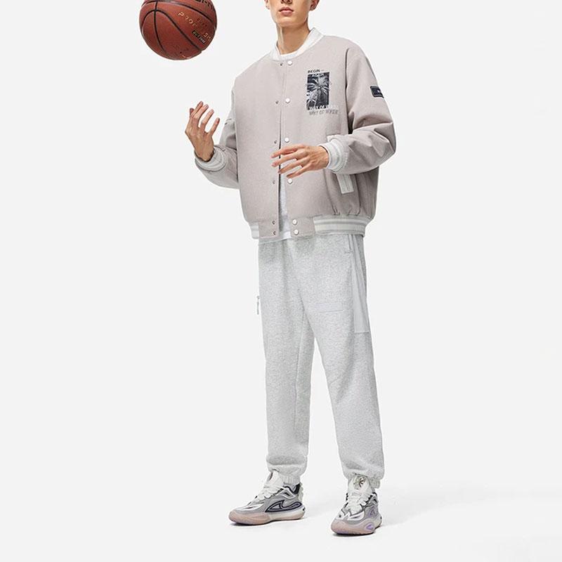 Li Ning Wade Series Color Block Warm Loose Jacket Men Jacket Flower-Gray River-Stone-Gray AJMT105-1