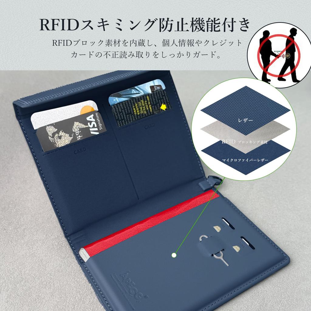 APEGG Passport RFID with Smartphone Multifunctional Travel SIM Card Airline Card Bank Card Business Card Pen Security Ideal for Business Royal Blue
