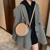 Solid Color Crossbody Bag For Women Round Small Handbag Fashion Designer Bags PU Leather Shoulder Bag Female Zipper Purses ARI