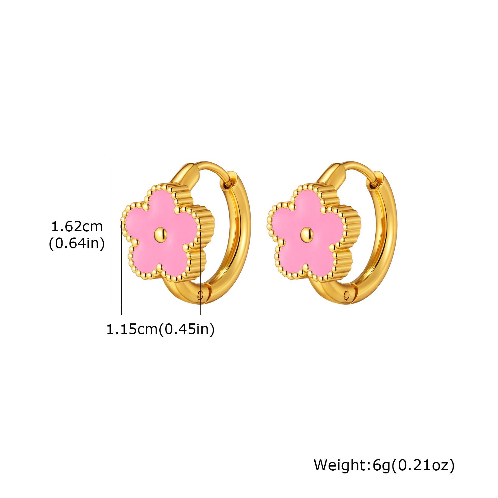 Dainty Fashion Enamel Flower Hoop Earrings for Women, High Quality Stainless Steel Gold Plated Earrings, Jewelry Wholesale