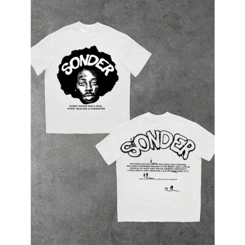 Sonder Brent Faiya.Z Casual Print Summer T-shirt Comfortable And Versatile Letter Pattern Cotton Tee Casual Retro Y2K Tee Tops