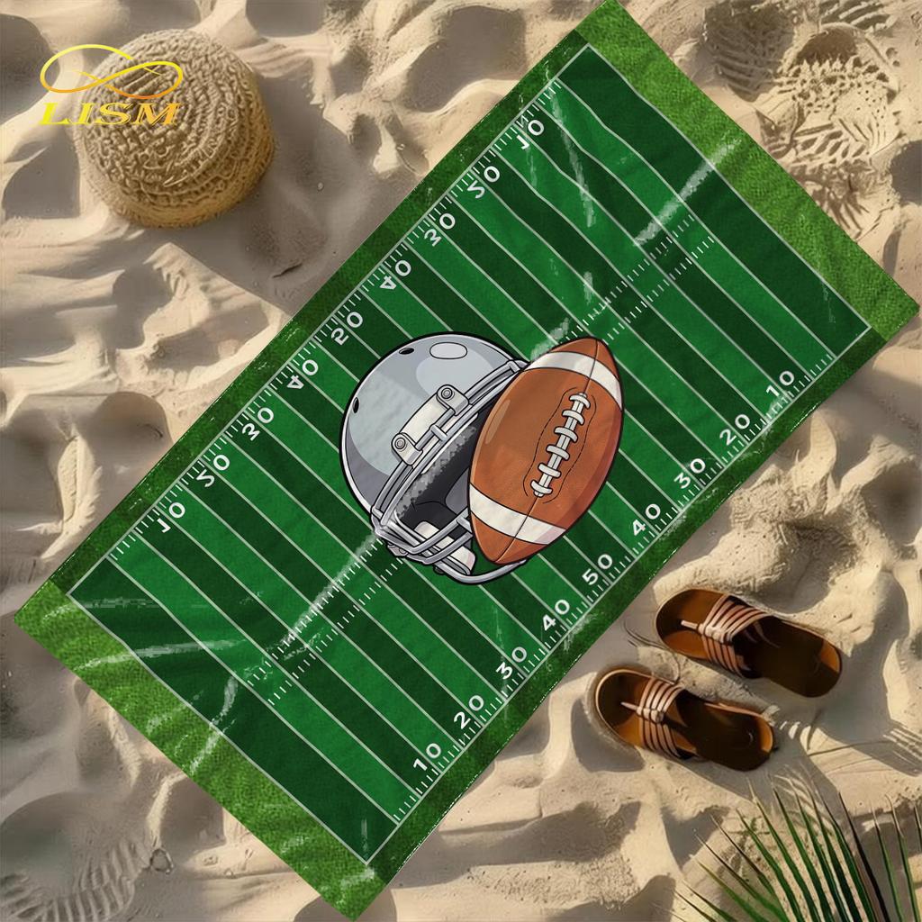 Lism 1Pc Football Beach Towel-Oversized, Absorbent Microfiber, Quick Dry, Ideal For Travel, Swimming, Surfing Bath Towel