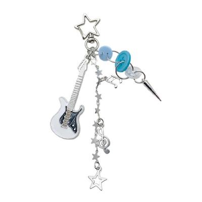 Guitar Star Button Keychain Pendant Hanging Decoration Bag Backpack Bag Charm