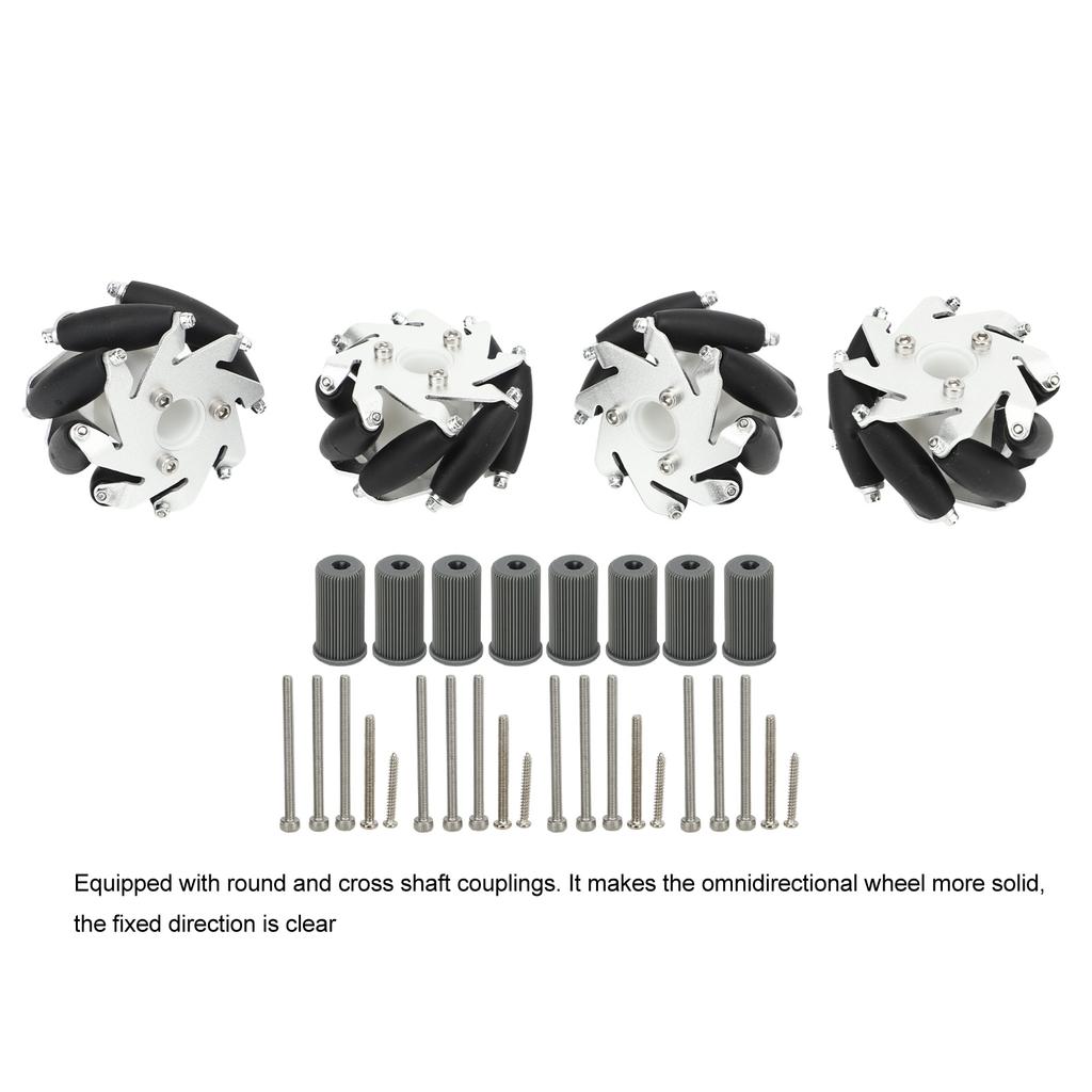 4Pcs 60mm Omnidirectional Wheel Aluminum Alloy Omni Directional Wheel Set 2 Left 2 Right 14159