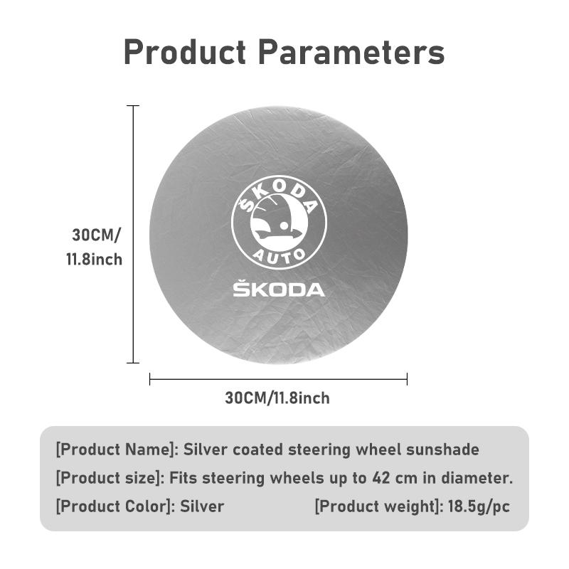 For Skoda Car Steering Wheel Sun Shade Cover Silver Anti-Heat Sunscreen Cover Kodiaq Fabia Kamiq Karoq Octavia 2 3 Rapid Scala fxdj44
