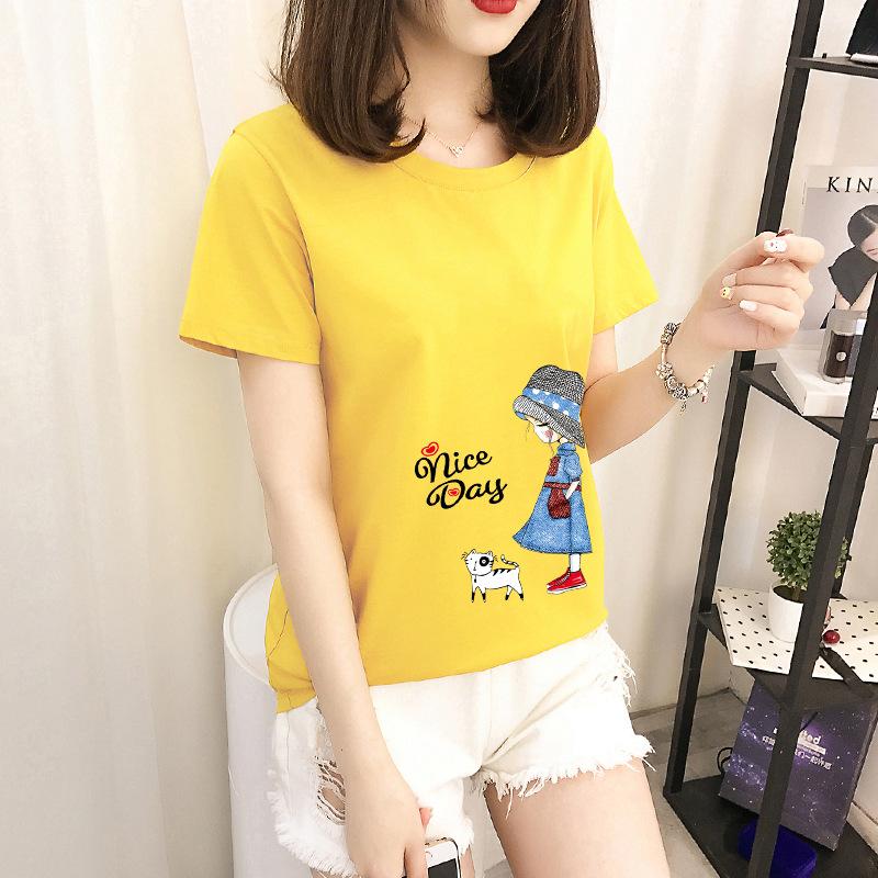 GMXIA Short Sleeve T-shirt Women Loose Ins Women's Crewneck Base Shirt