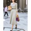 Spring and Autumn Women's Long Sleeve Round Neck Vintage Fashion Airy Bottom Dress