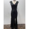 Women Black Slim Sequined Evening Banquet Party Long Dress