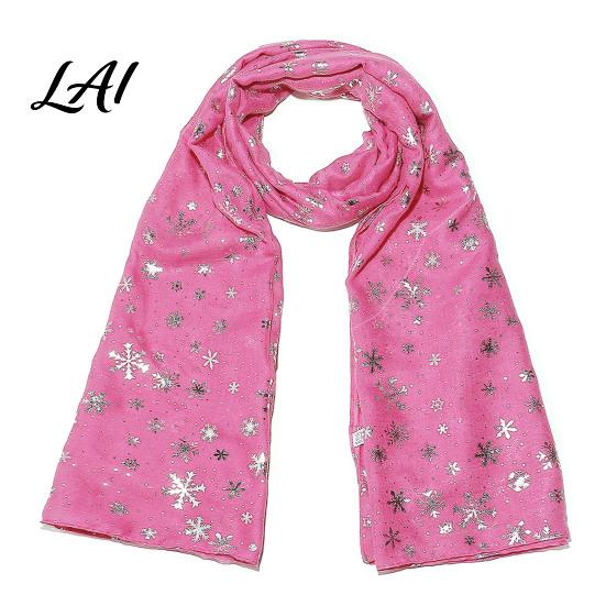 Soft Blend Shawl Glitter Sparkly Foil Snowflake Print Scarf for Women Christmas Decorative Theme Wrap Fall Winter Lightweight Fabric Gift