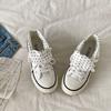 Women's Spring/Autumn Thick-Soled Foldable Canvas Skate Shoes - Dopamine White