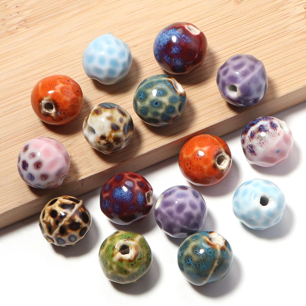 5pcs/lot 16mm Leopard Ceramic Beads Colored Dots Loose Spaced Round Porcelain Beads For DIY Charms Bracelet Necklace Accessories