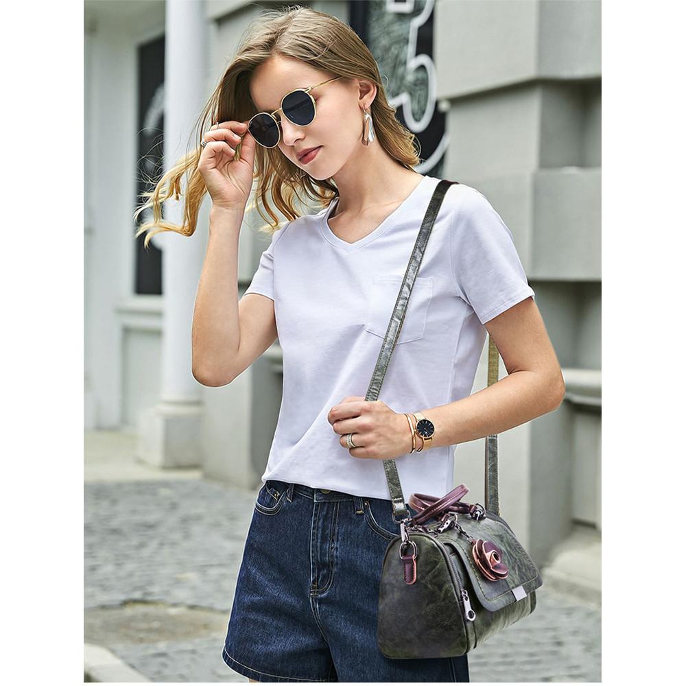 Women's Messenger Bag All-match Boston Bag Soft Leather Women's Bag Fashion Flower Handbag Bag