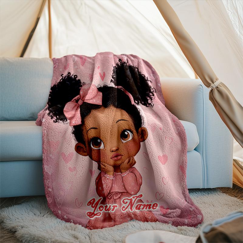 1PC Custom Name Pink Hearts Dreams outdooor Flannel blankets Patterns Throw Blanket All-Season Soft Gift for Couch, Bed, Camping gifts