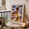 Disney Princess and The Frog Princess Tiana Golden Crown Pearl Painting Starlight Gold Glowing Dress Emerald Necklace Theme Unframed Art Painting