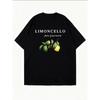 Oversize Women's Short-Sleeve T-Shirt with "LIMONCELLO per favore" Text and Lemon Branch Print